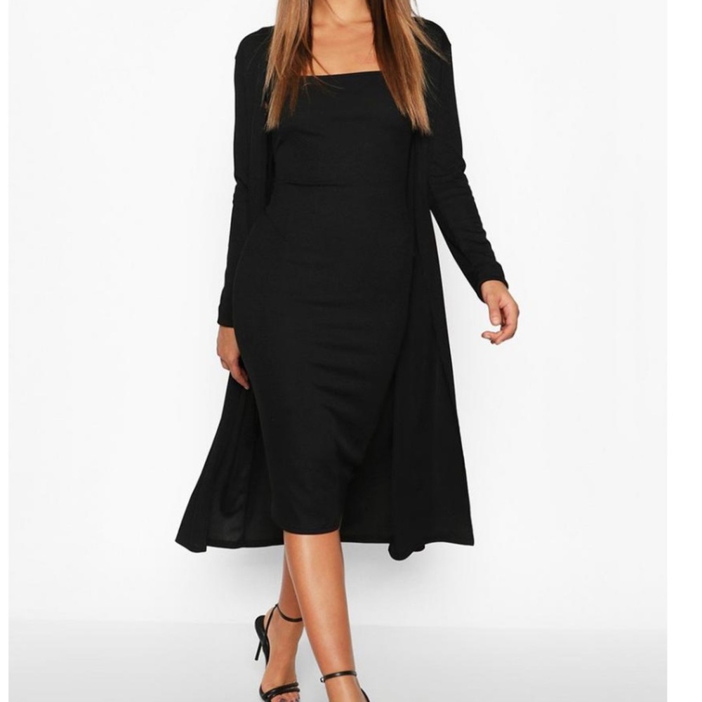 Ribbed Midi dress and Duster Set
